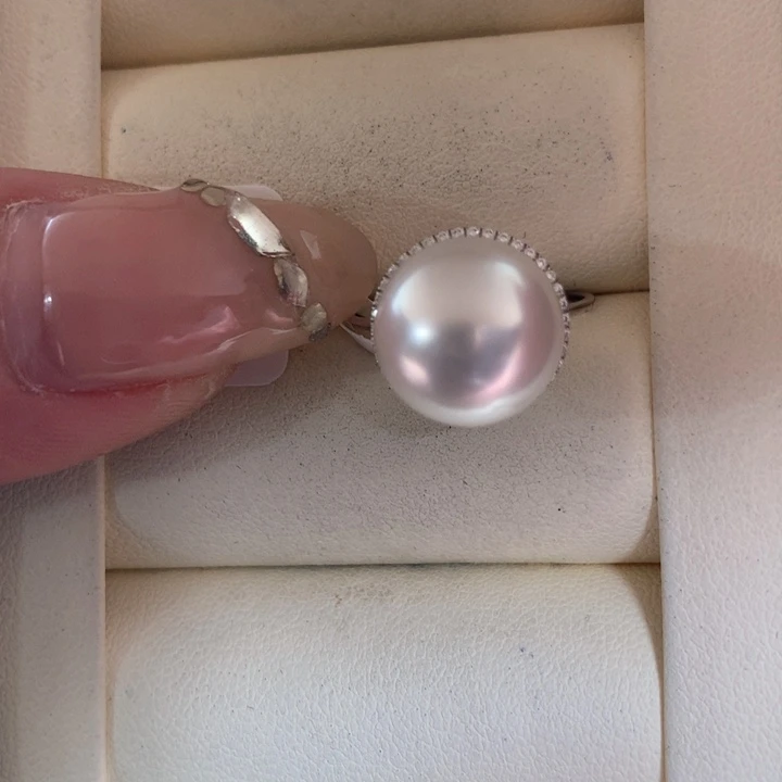 18K金镶嵌戒指海水珍珠