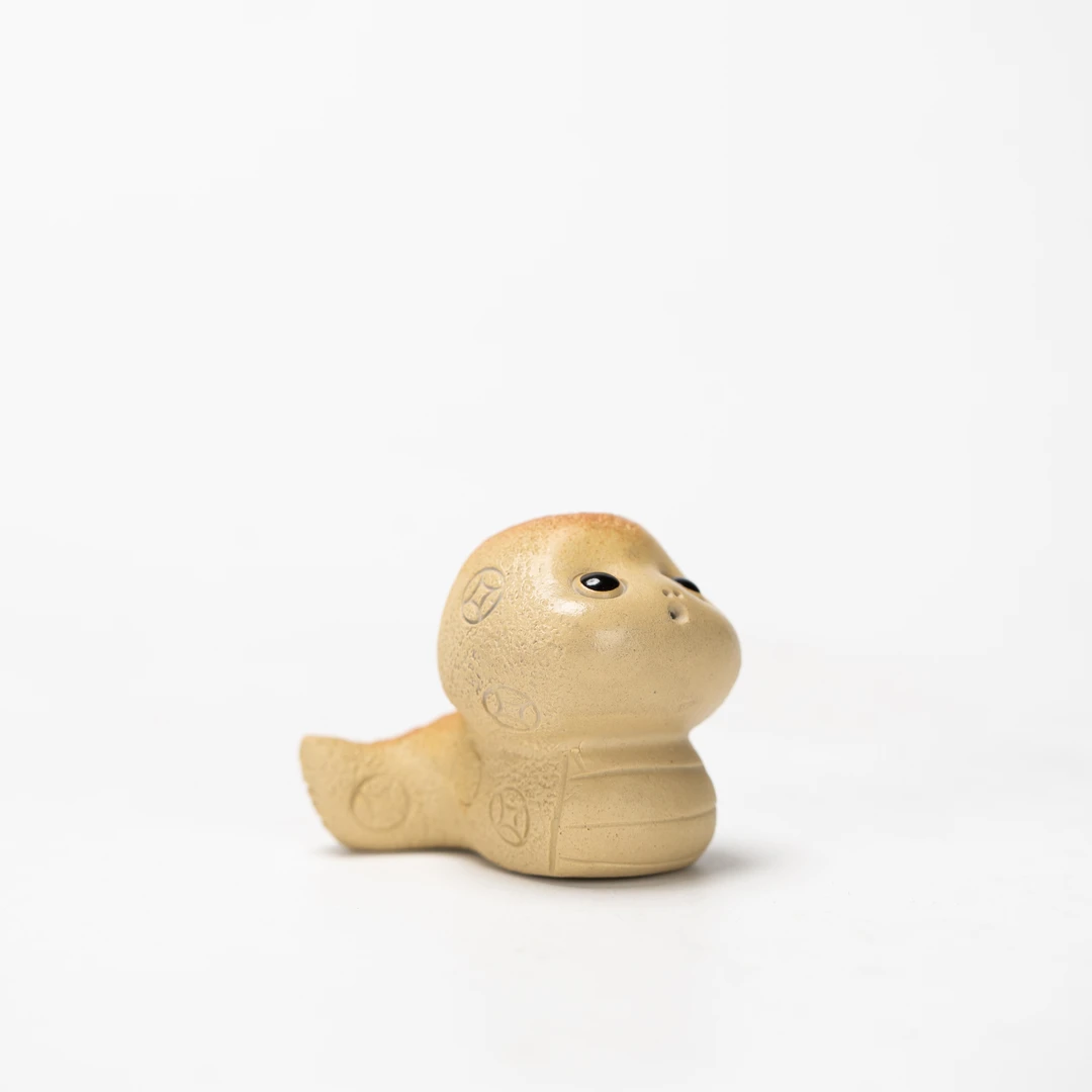 小福蛇 茶宠 黄金段粉浆 直径6cm 高5cm 家用茶周边