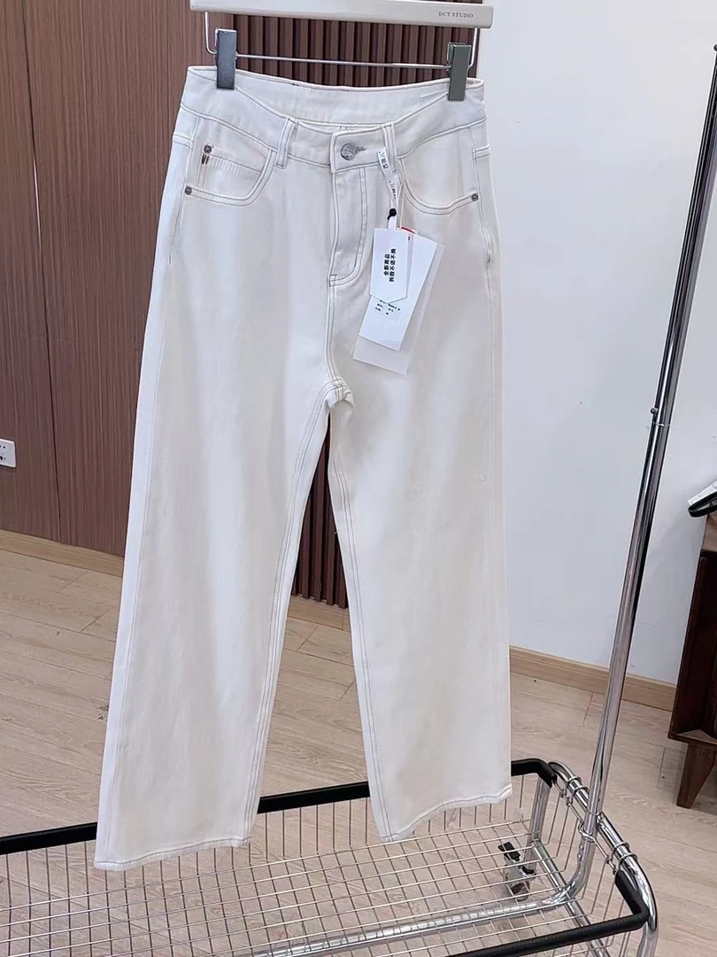牛仔裤-8096压线四面弹高腰百搭阔腿裤
