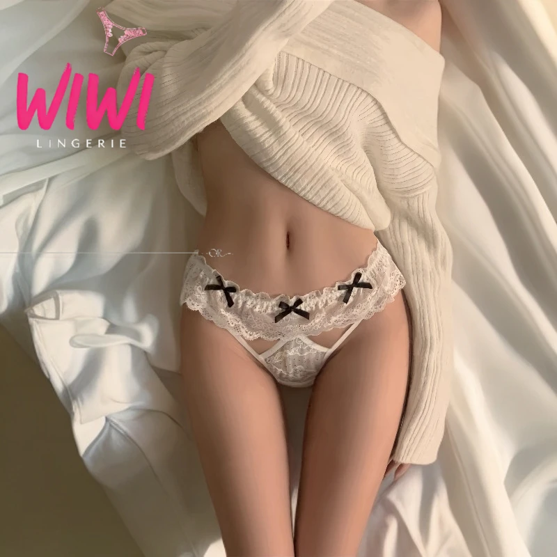 【WIWI】天使香颂公主风舒适蕾丝蝴蝶结纯欲性感三角裤甜美内裤女
