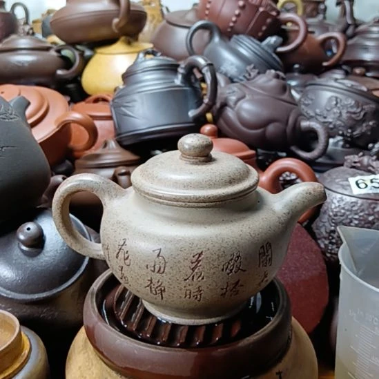 茶壶紫砂宜兴原矿白玉段紫砂壶柴烧手工320㏄