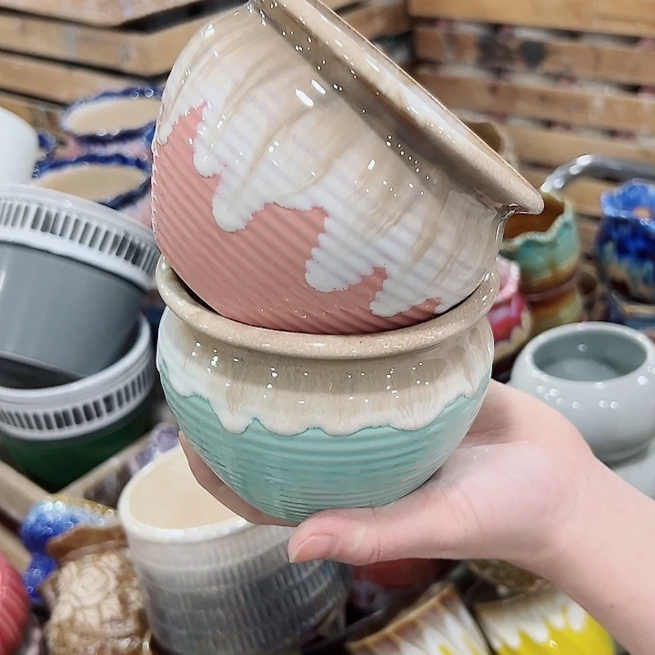 有孔.凑满10元发货多肉陶瓷花盆！