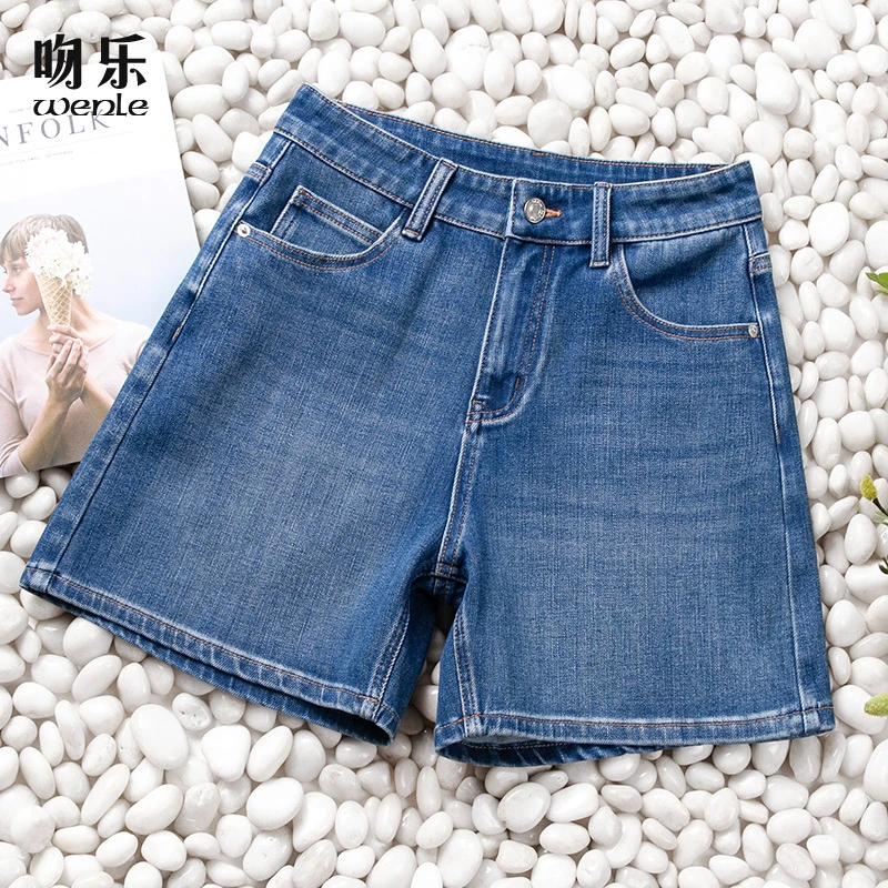 经典牛仔｜薄款高腰牛仔短裤女夏季新款阔腿显瘦a字热裤四分裤