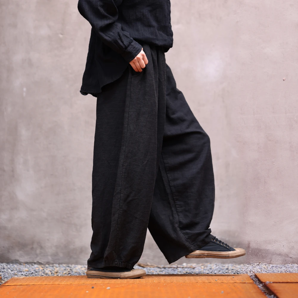 原创设计丝麻棉2025春轻薄百搭松紧腰休闲裤 38551