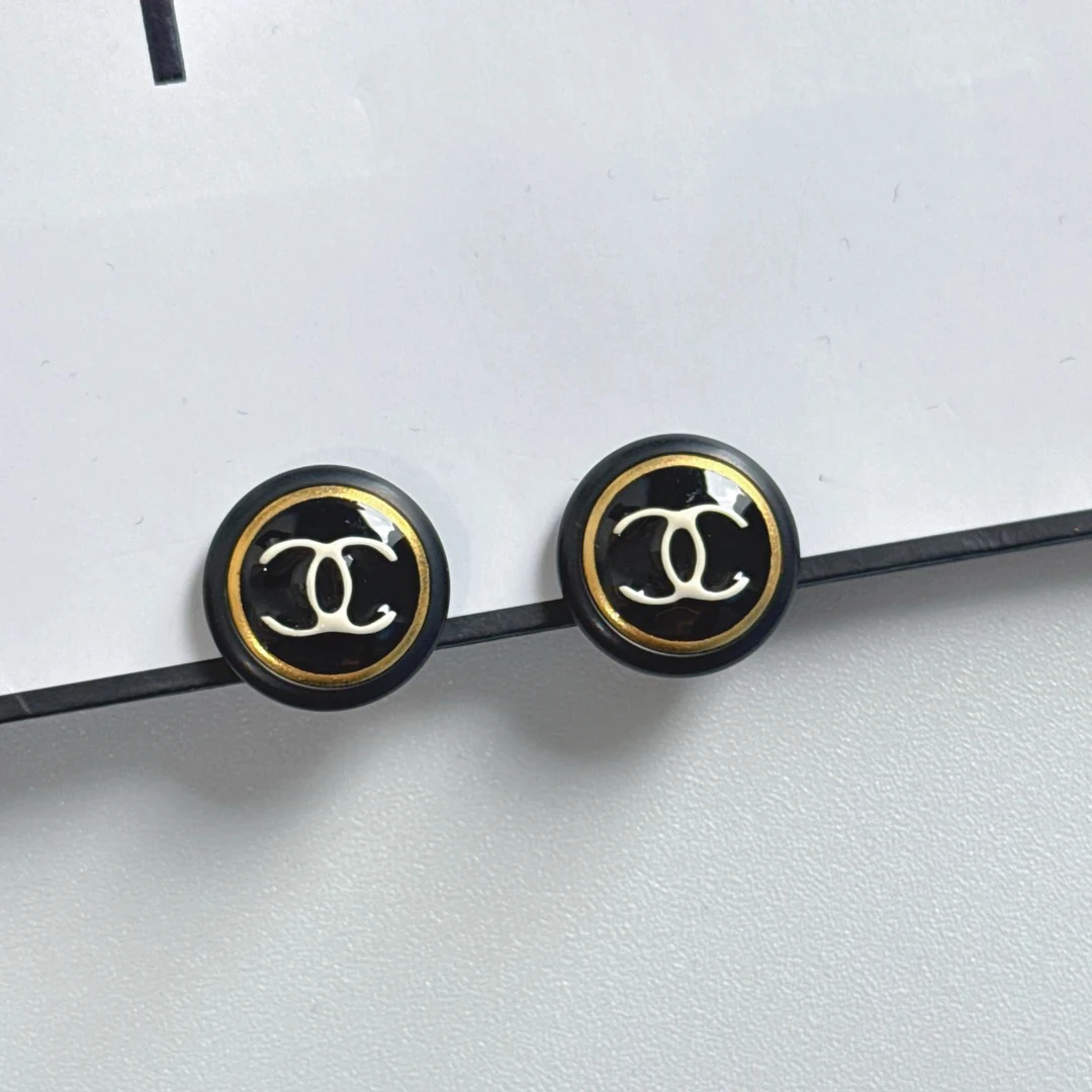 95新 Chanel/香奈儿 Chanel vintage香奈儿中古珐琅豆豆耳夹