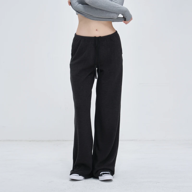 深灰色羊毛德绒卫裤 裸感亲肤垂坠休闲裤抽绳调节SD