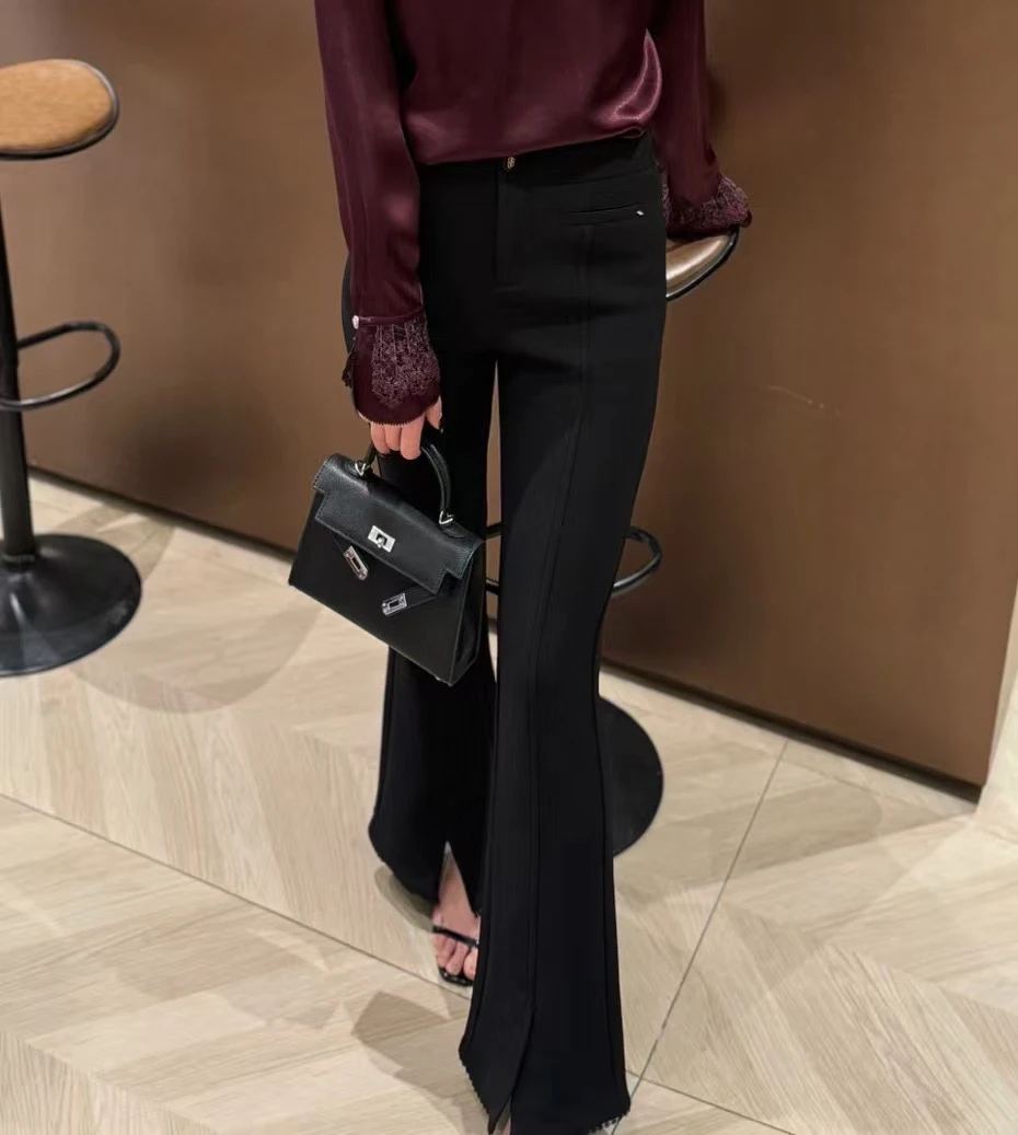 NANA➕高定女神筷子腿微喇面料裤