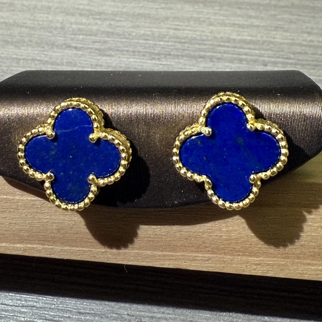 青金石四叶草经典时尚耳饰