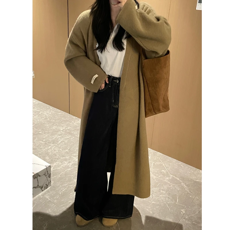 针织大衣长款毛衣外套长袖开衫秋冬季新款宽松气质百搭设计感加厚