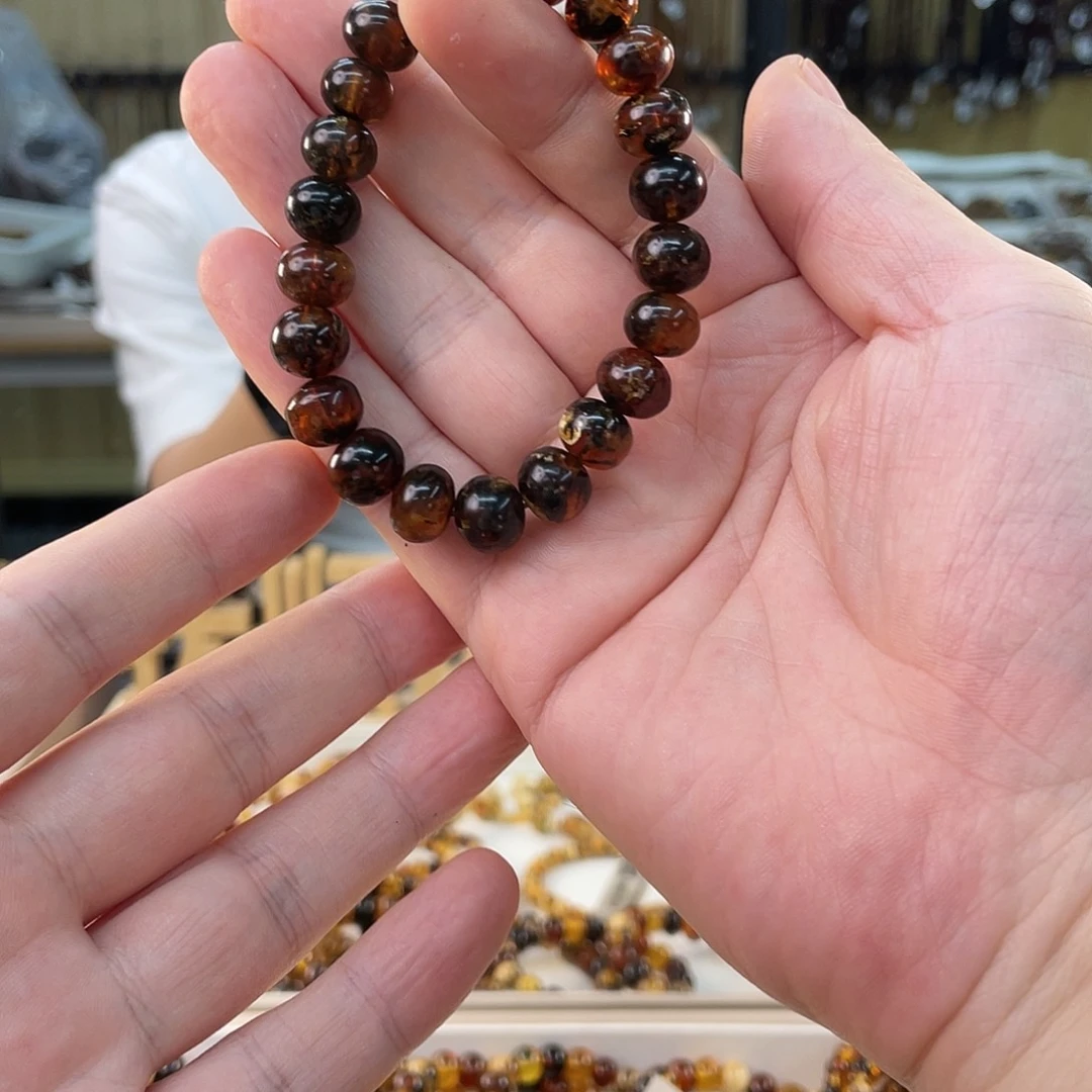 小***寐琥珀未镶嵌裸石10花蜡手串