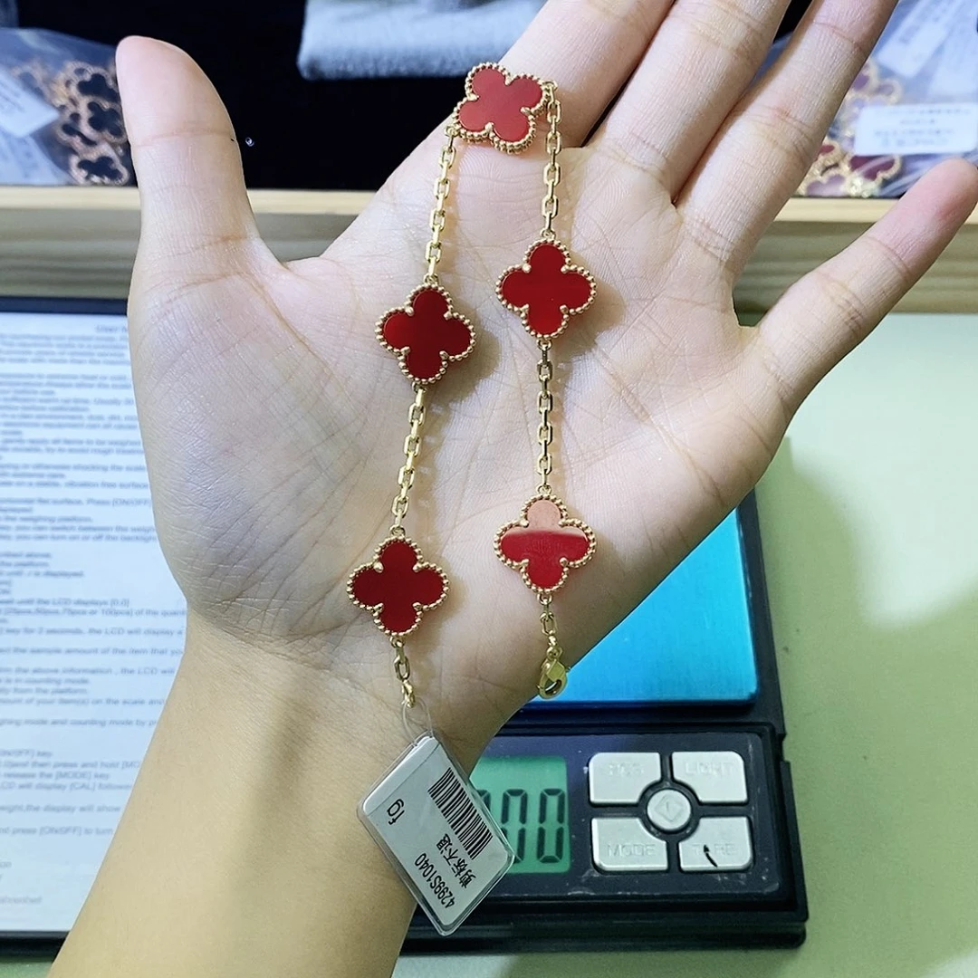 玛瑙/玉髓手链18K金镶嵌浅金色