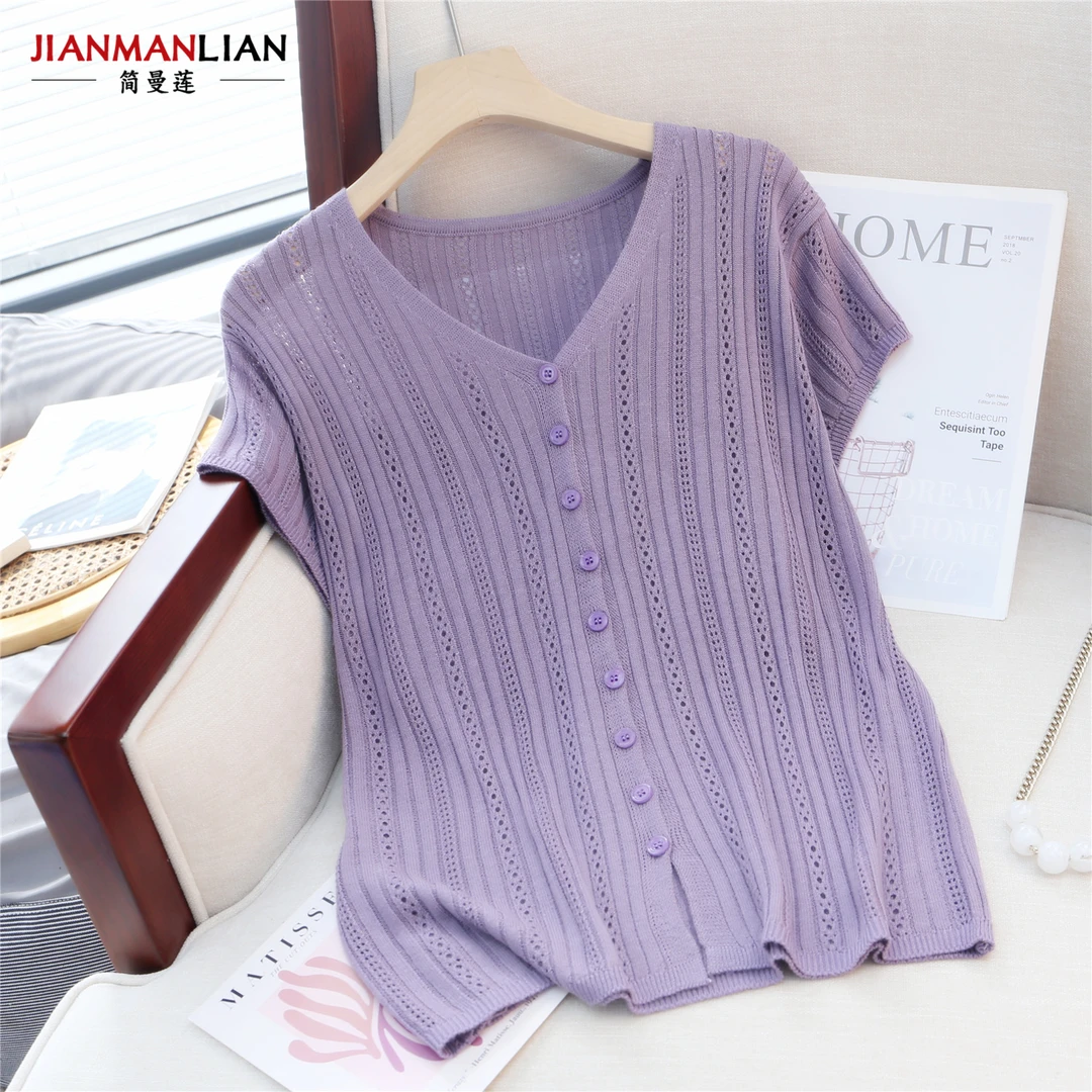 短袖女款爆款2025新款外搭镂空针织衫夏季气质开衫时尚薄款上衣潮