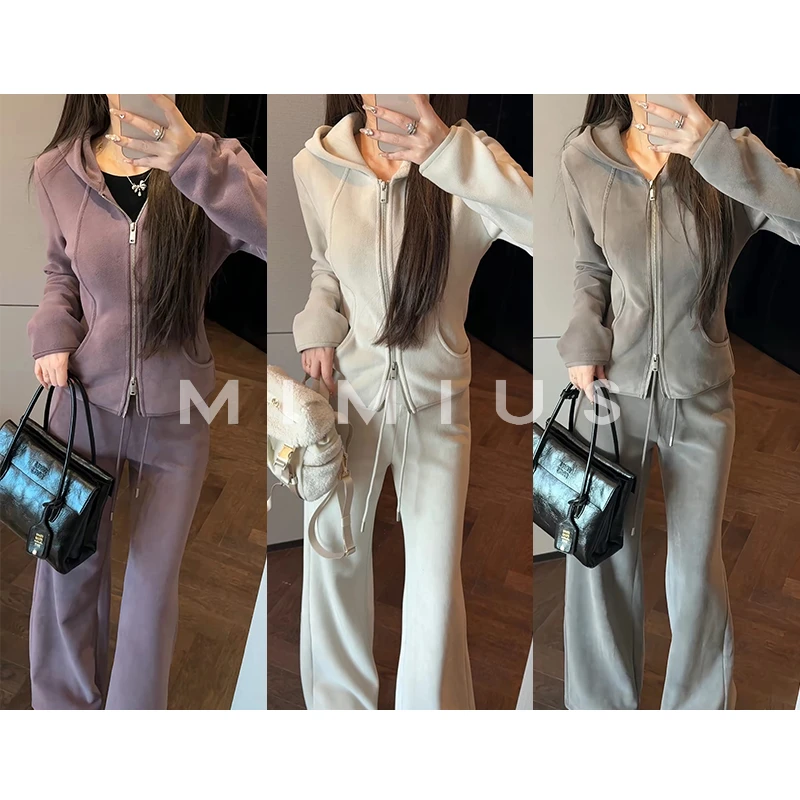 【mimius】U 双面奥粒绒修身塑形卫衣外套+阔腿裤套装 汉服 G12014