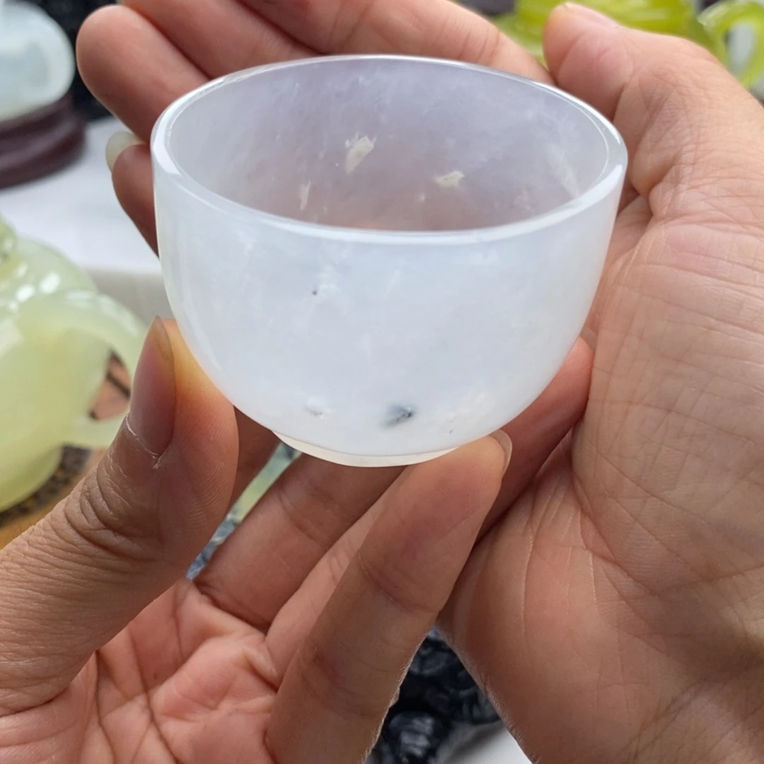 岫玉未镶嵌四大名玉茶杯50cc