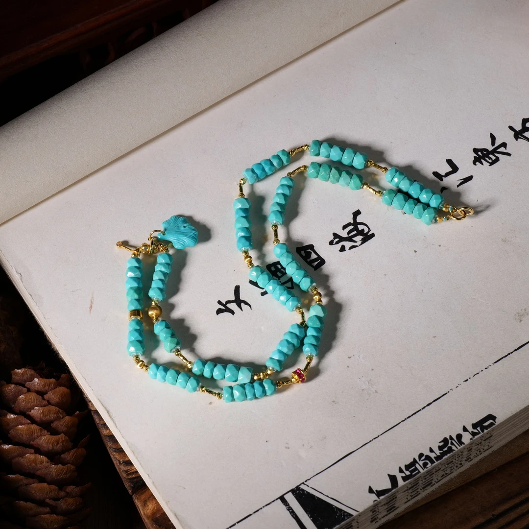 【世间臻宝】18K绿松石DIY项链/Q1613/多样性发一件/4mm/41cm/3