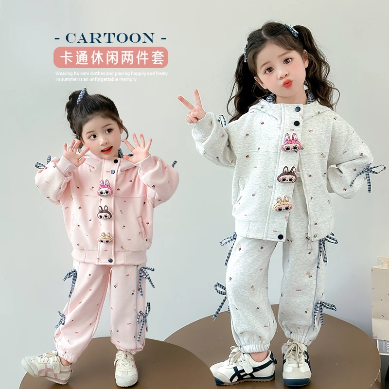 女童秋季拼色休闲套装新款卡通可爱超萌儿童衣服洋女童秋款套装潮