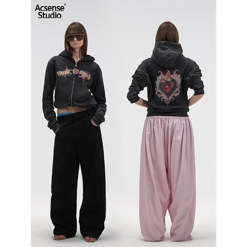 ACSENSE STUDIO 心的万花筒原创爱心火焰烫钻水洗卫衣