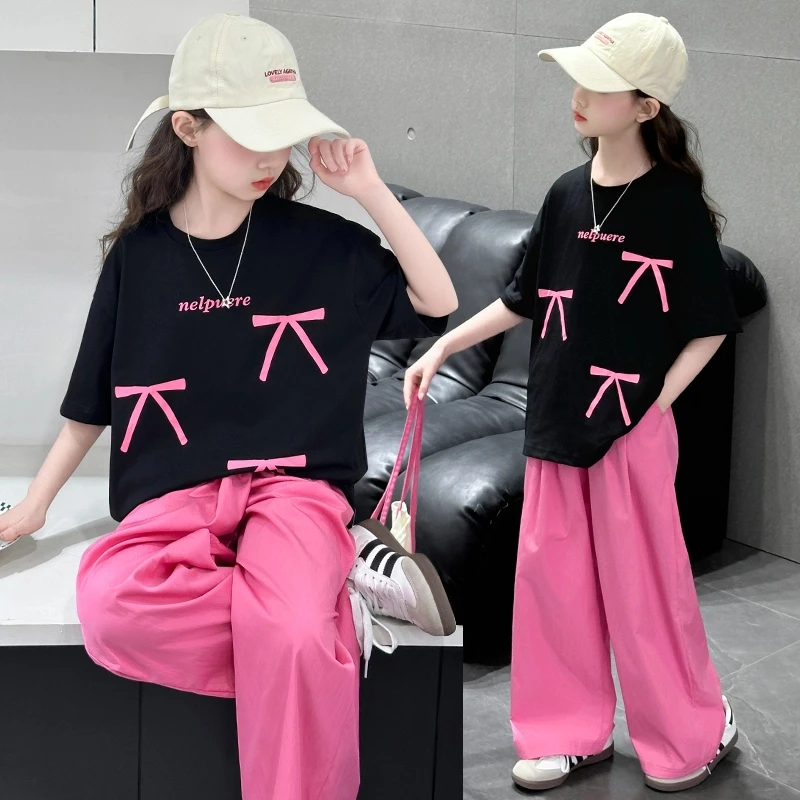 女童夏装套装2025新款洋气儿童装夏季短袖女孩大童休闲时髦两件套