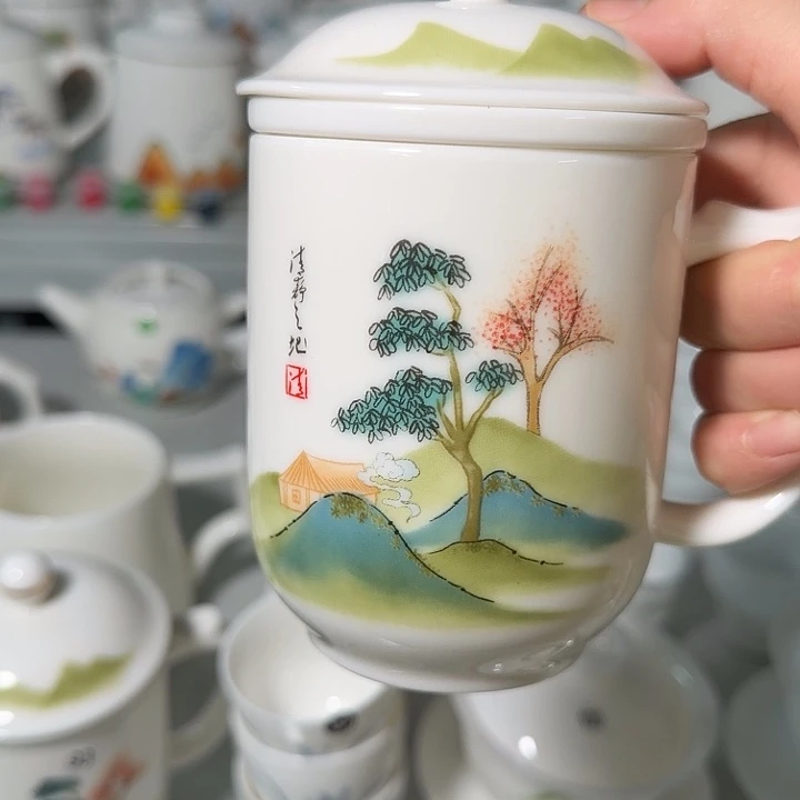 办公杯三件套羊脂玉