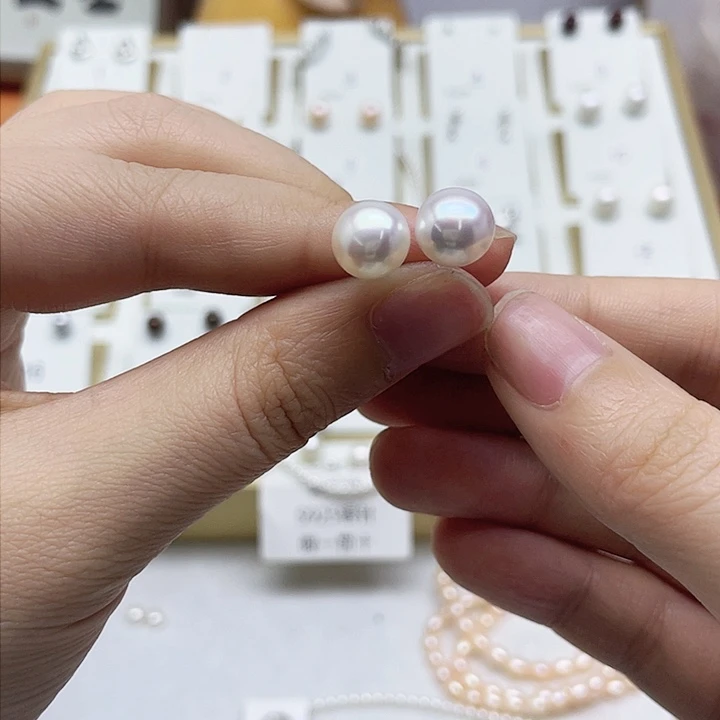 淡水珍珠耳饰银S925镶嵌熙*