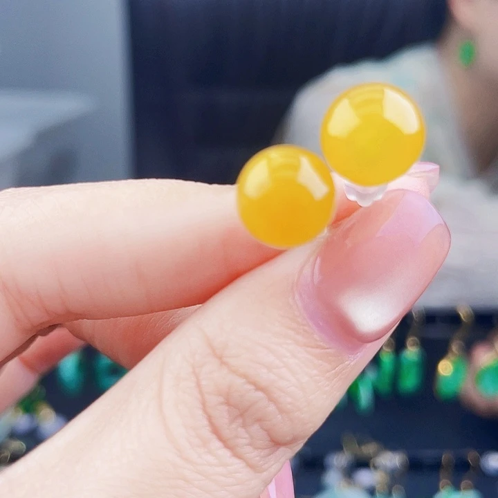 翡翠银S925镶嵌耳饰饰品