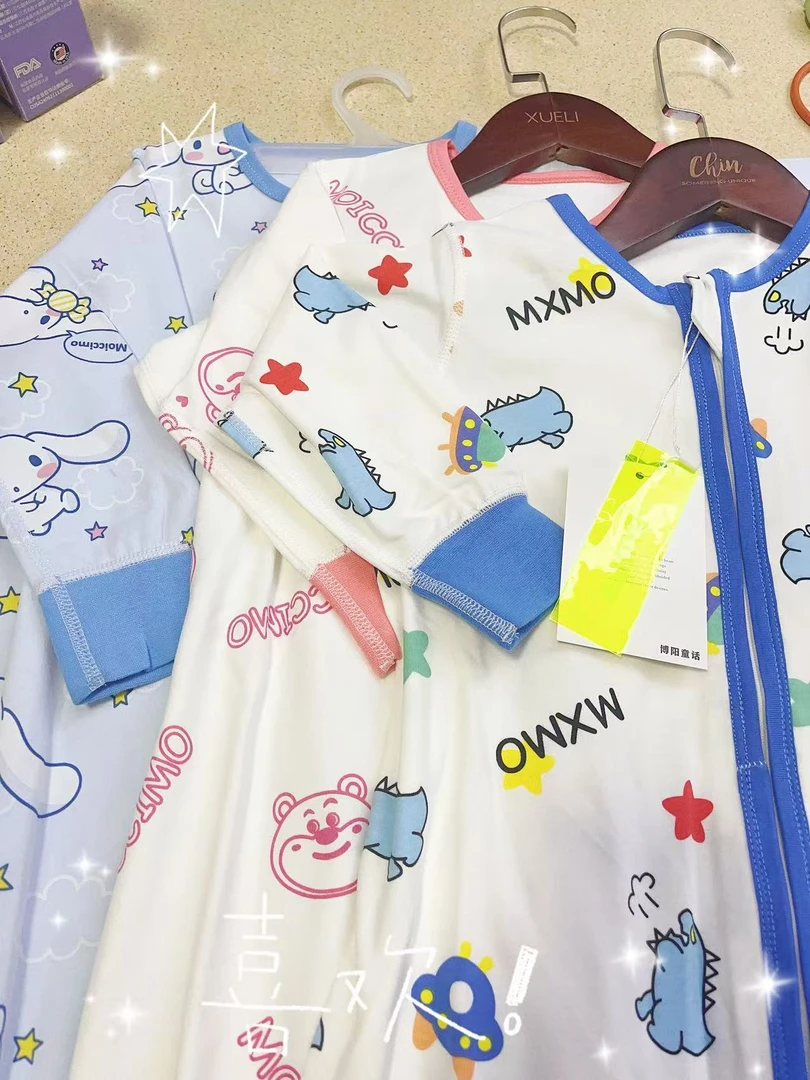 童话棉睡袋婴儿分腿长袖睡袋防踢儿童睡衣拉链式