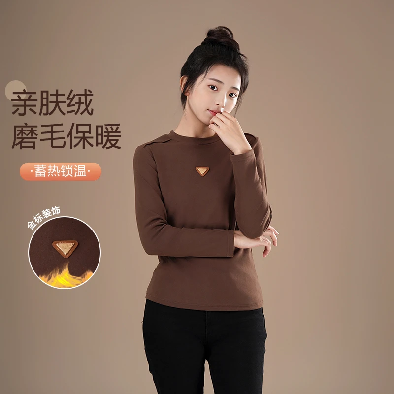 秋冬简约百搭圆领亲肤修身保暖打底衫59227