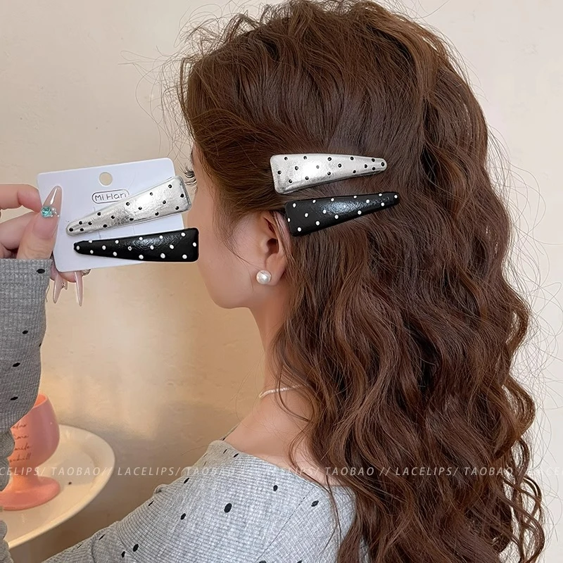 法式复古波点发夹女2025新款高端侧边碎发刘海夹边夹百搭发卡发饰