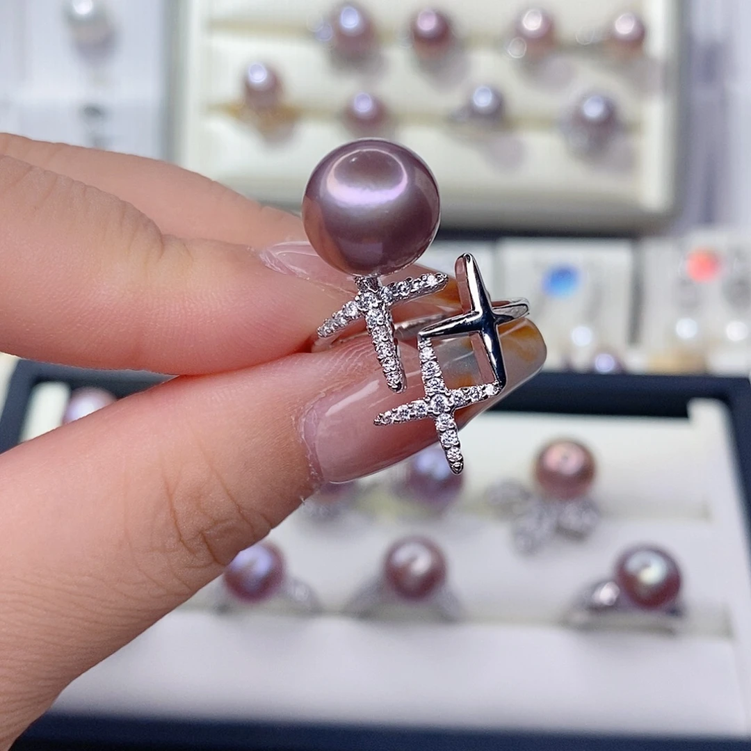 기****银S925镶嵌淡水珍珠戒指