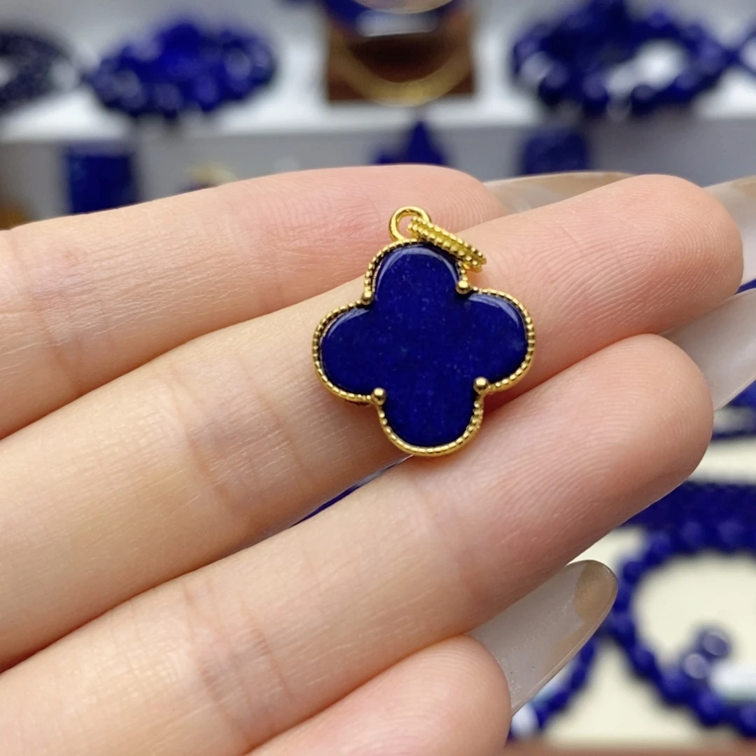 青金石银S925镀金镶嵌颈饰