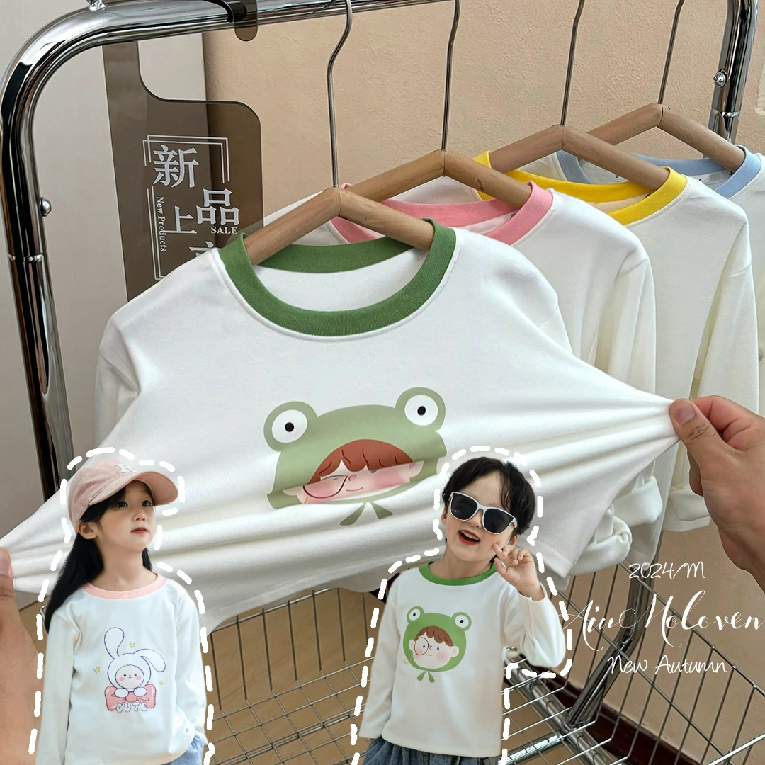 儿童德容长袖T恤男女童秋装打底衫中小童韩版卡通设计婴儿宝宝童