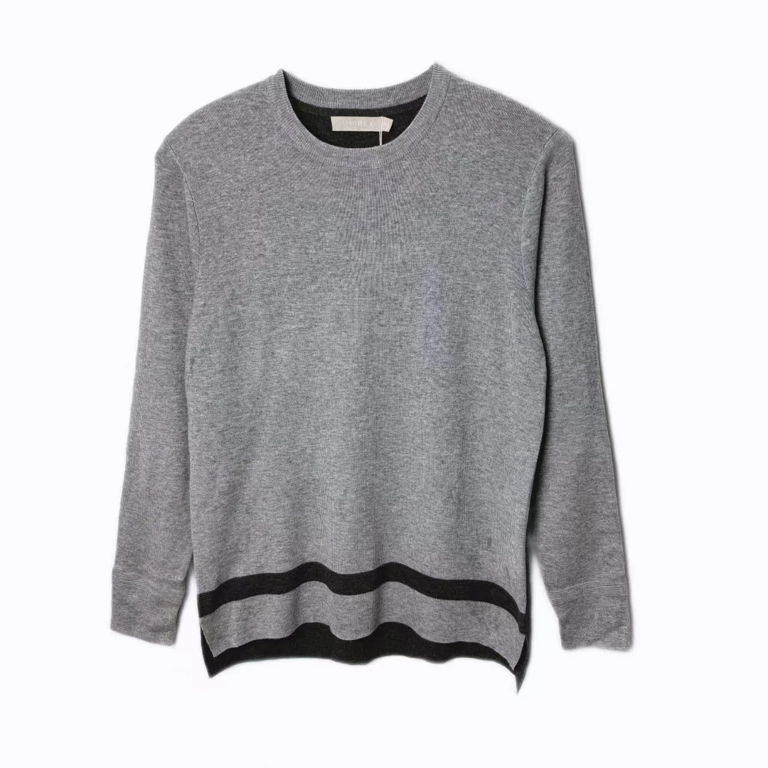 AM5022男士秋冬针织衫时尚休闲百搭简约撞色圆领套头羊毛针织毛衣