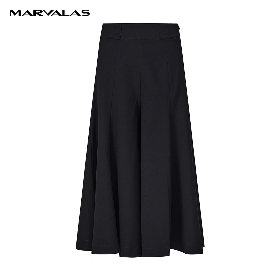 【籽言专属】曼德诗时尚休闲黑色女2022新款高腰垂坠高显瘦女裤