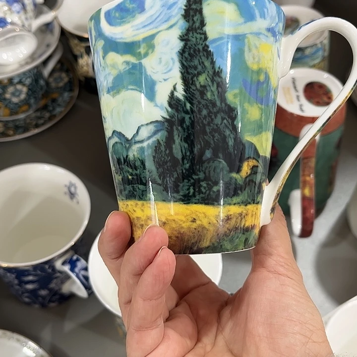瓷片骨瓷马克杯麦田一个