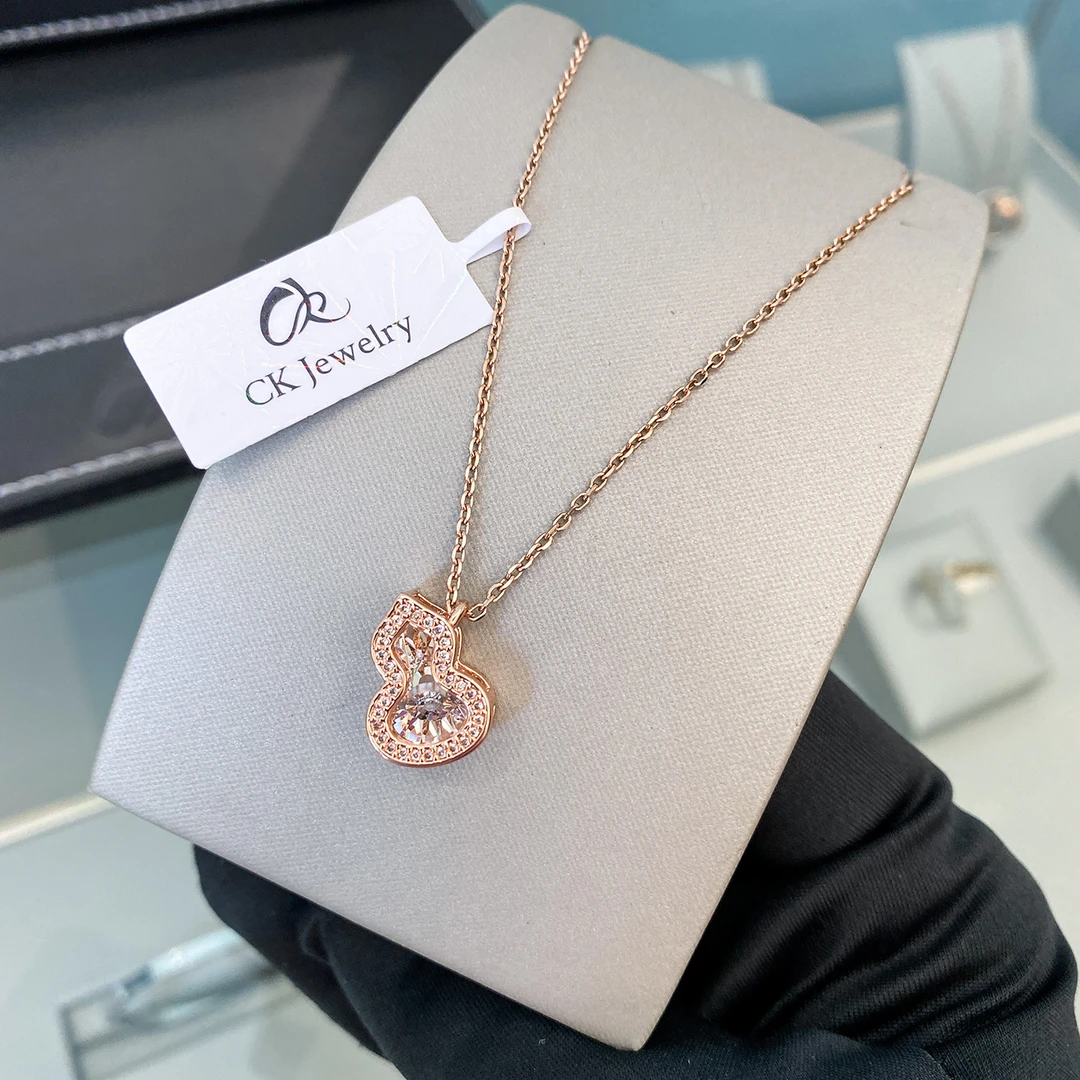 CK 钛钢锆石吊坠  轻奢悬浮闪钻葫芦跳动的心女生项链女友锁骨链