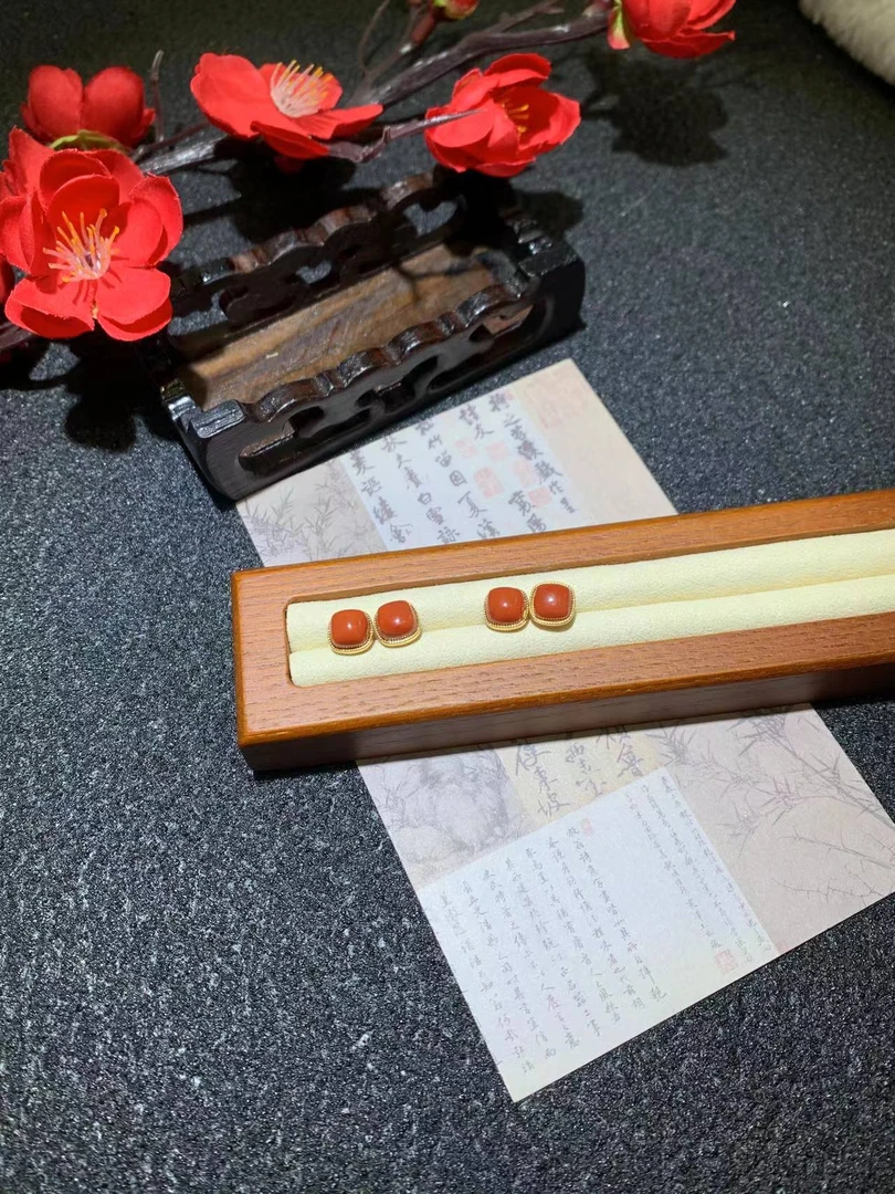 南红耳钉F787多样性发一对