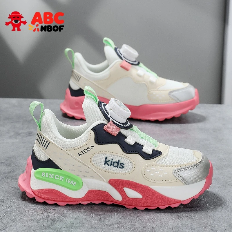 ABC NBOF女童运动鞋春秋2025新款网面透气女孩软底轻便儿童休闲鞋