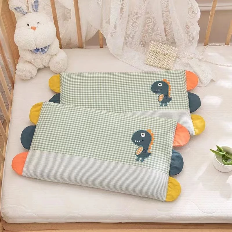 水洗棉彩虹边全棉荞麦壳儿童小米壳荞麦壳枕芯枕套透气吸汗
