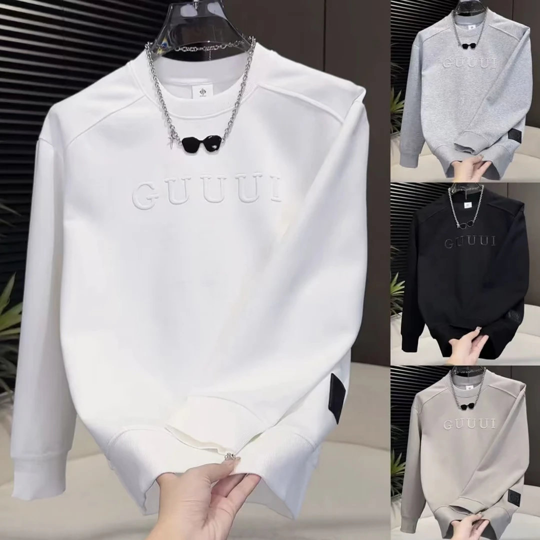秋季男士新款圆领品质舒适简约字母套头百搭潮流宽松卫衣秋冬长袖