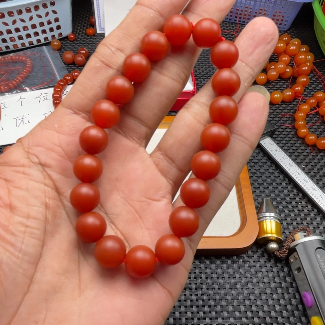 南红玛瑙未镶嵌保山锦红手串卡10