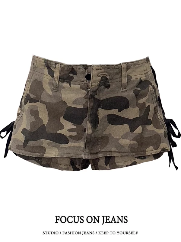 美式辣妹迷彩牛仔半身裙女2025年夏季新款高腰显瘦包臀短裙裤子