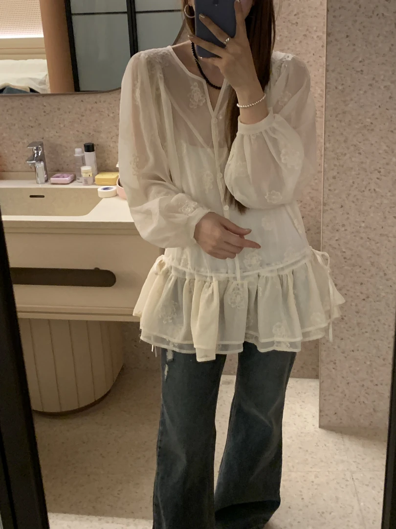 the white｜正品韩代「那白」长花边蕾丝裙设计感小众法式韩版