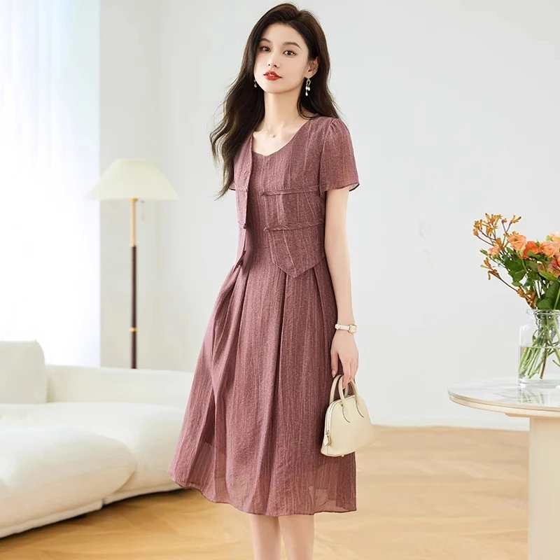 【可蓓儿】冰丝轻奢时尚女装连衣裙2025新款夏季减龄显瘦洋气妈妈装