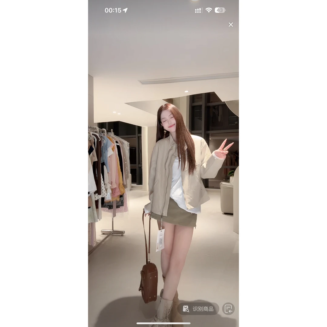 【甜甜专属】宽松小皮衣女式2025春秋装新款复古短款机车服皮夹克立