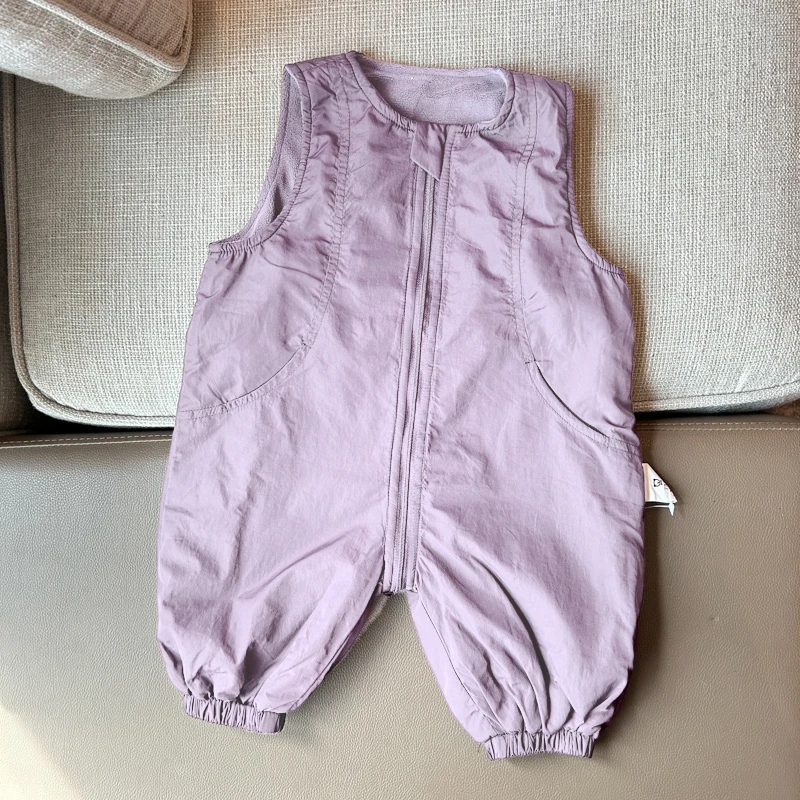 秋冬款杜邦三防保暖无袖连体衣哈衣爬爬服婴儿幼儿宝宝外穿休闲
