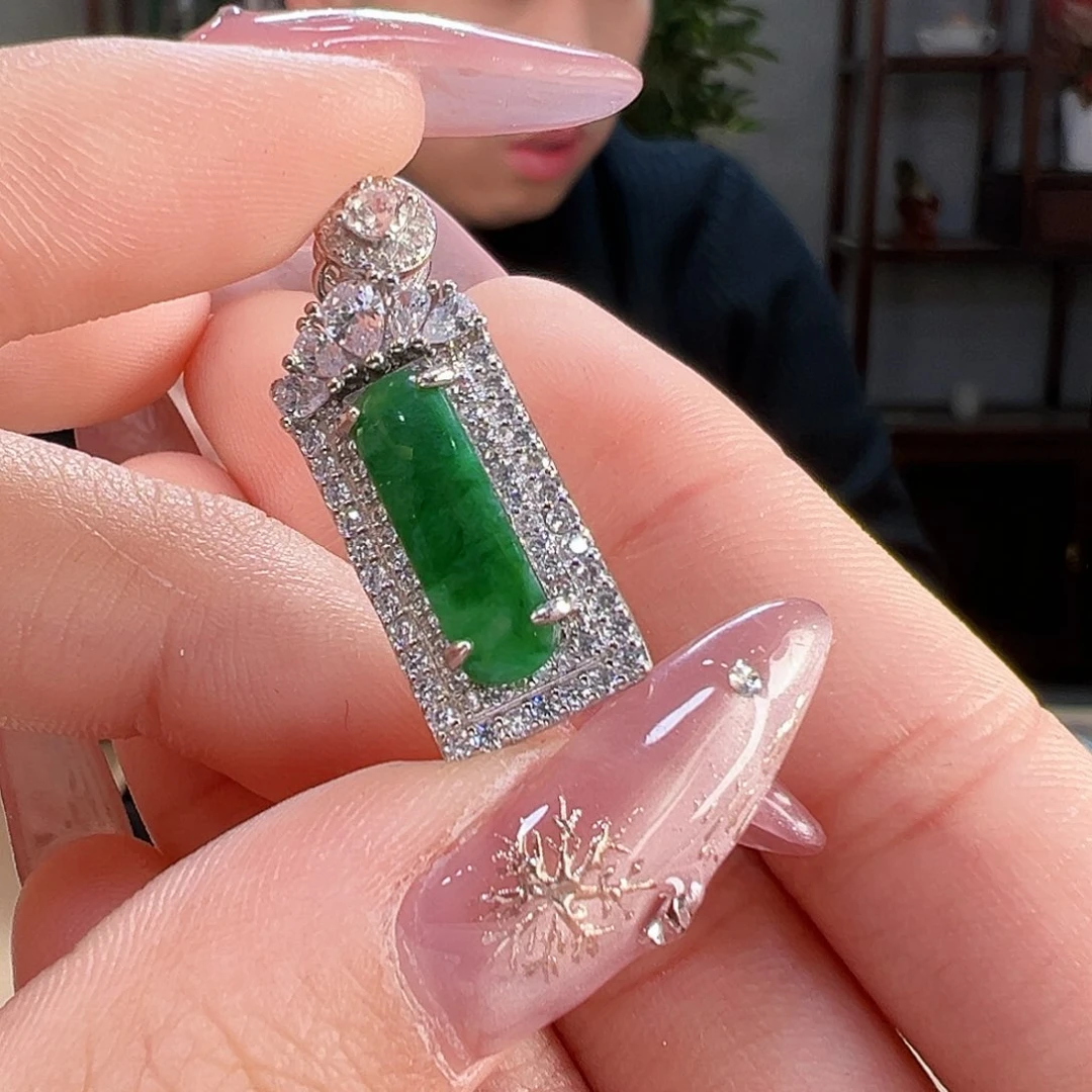 翡翠吊坠(不含链)银S925镶嵌吊坠10