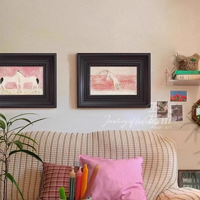 《猫与蝶》法式复古床头画高级艺术卧室挂画奶油中古风客厅装饰画