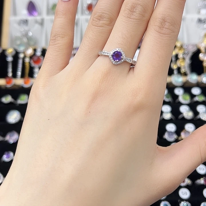 戒指银S925镶嵌紫晶