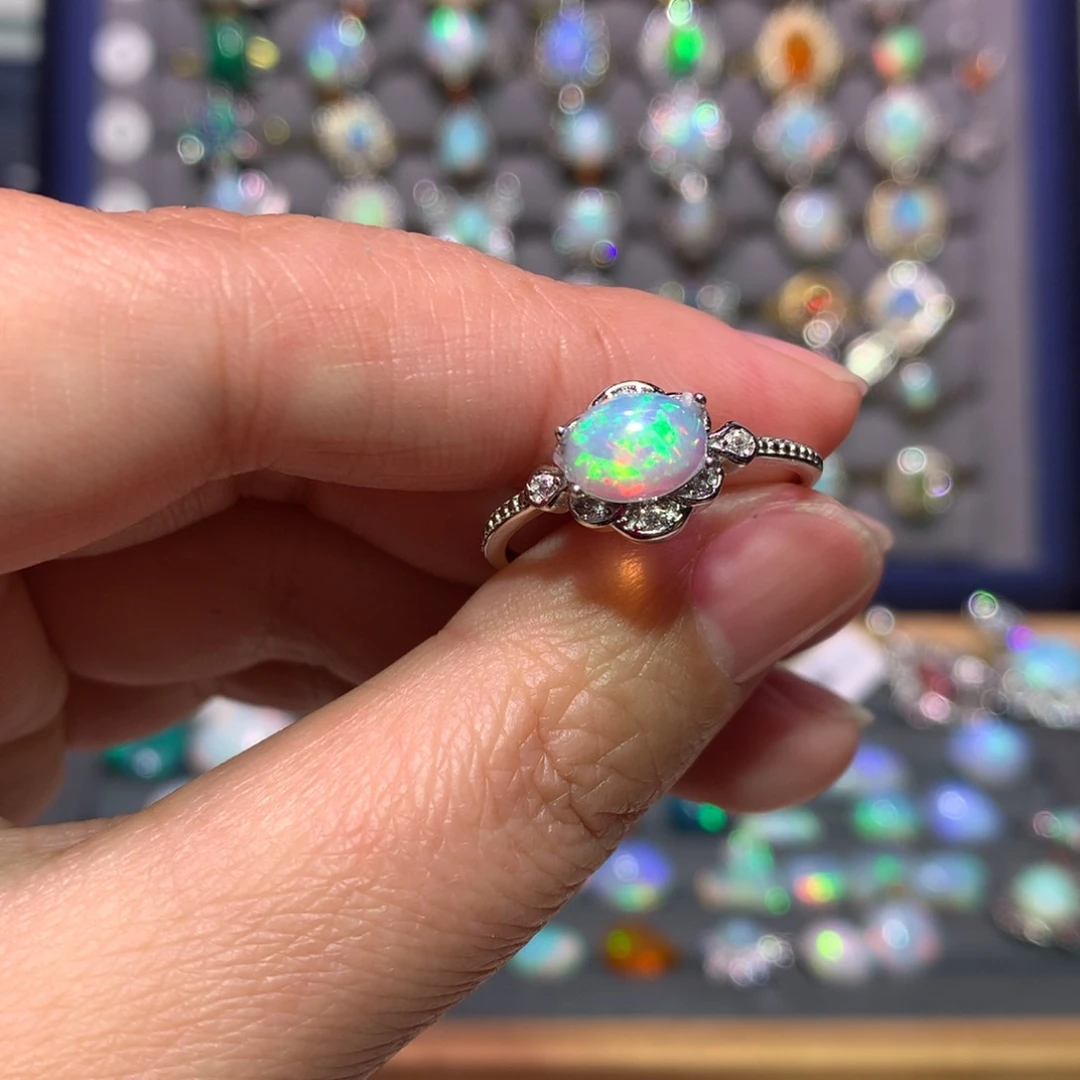 银S925镶嵌欧泊戒指款式