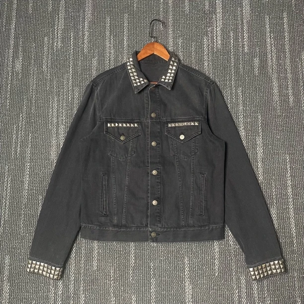 99新 GUCCI/古驰 铆钉刺绣logo牛仔夹克外套/尺码50